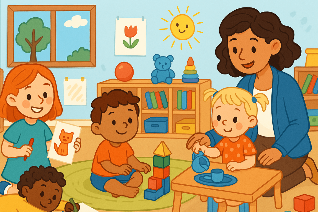 Children aged 2 to 5 exploring Montessori materials in a calm Beckenham preschool classroom focused on independence and early education